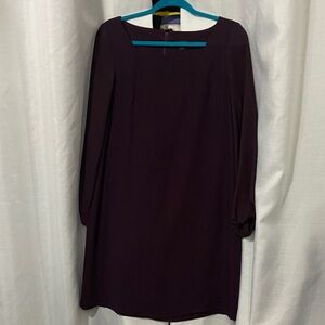 Ann Taylor Elegant Dark Purple Long Sleeve Dress